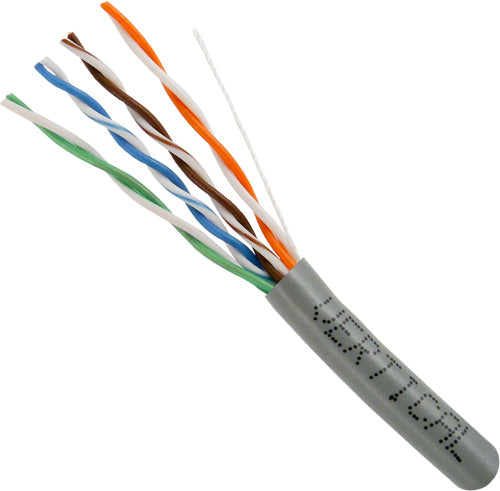 Vertical Cat5E, 24 AWG, UTP, 8C Solid Bare Copper, 350MHz, Riser Rated, PVC Jacket, 1000ft Pull Box