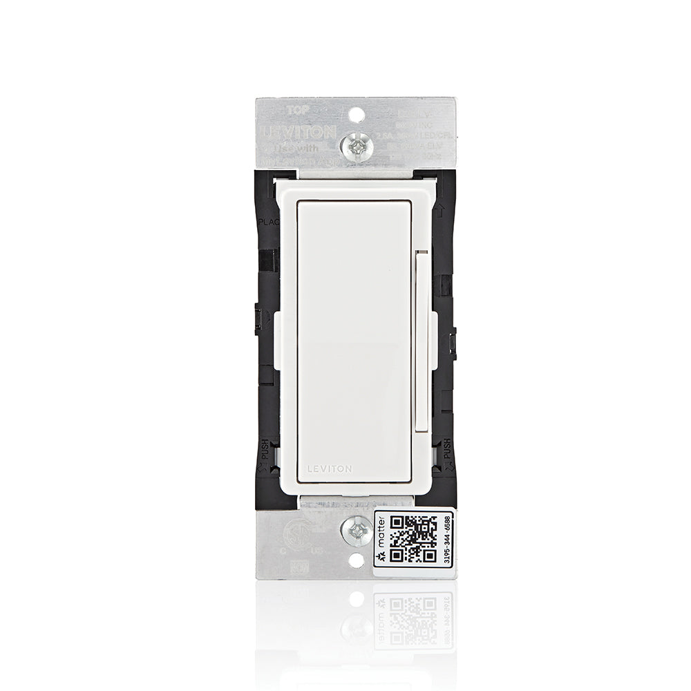 Leviton D2ELV-1BW Decora Smart ELV/LED Phase Selectable Dimmer, Wi-Fi, Neutral Wire Required