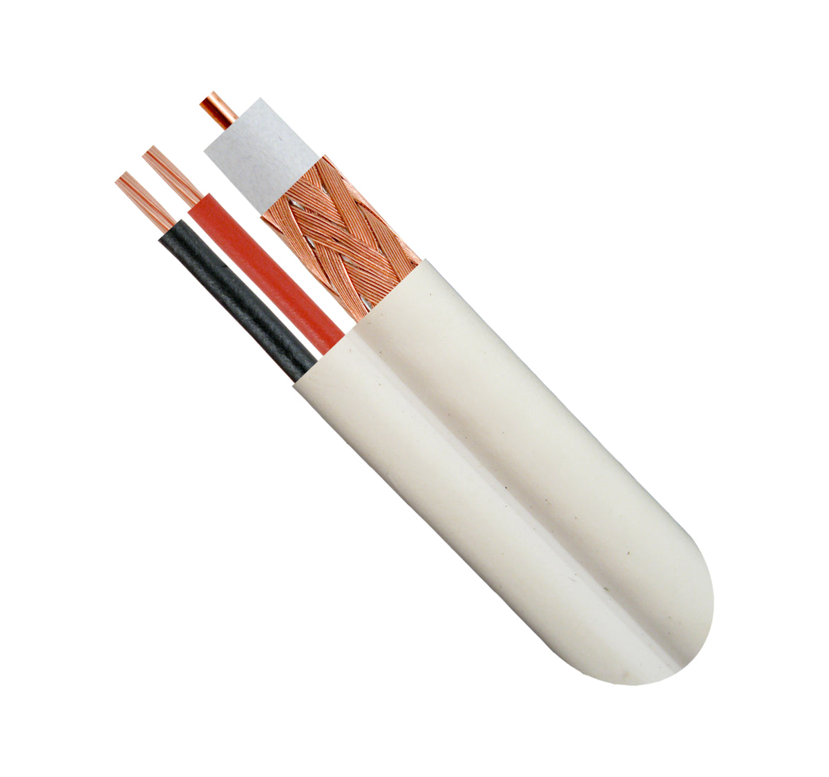 Vertical RG59 Siamese, Standard Shield, 20 AWG Solid CCS Conductor, 18 AWG Power Cables, 85% CCA Braid 500ft Box