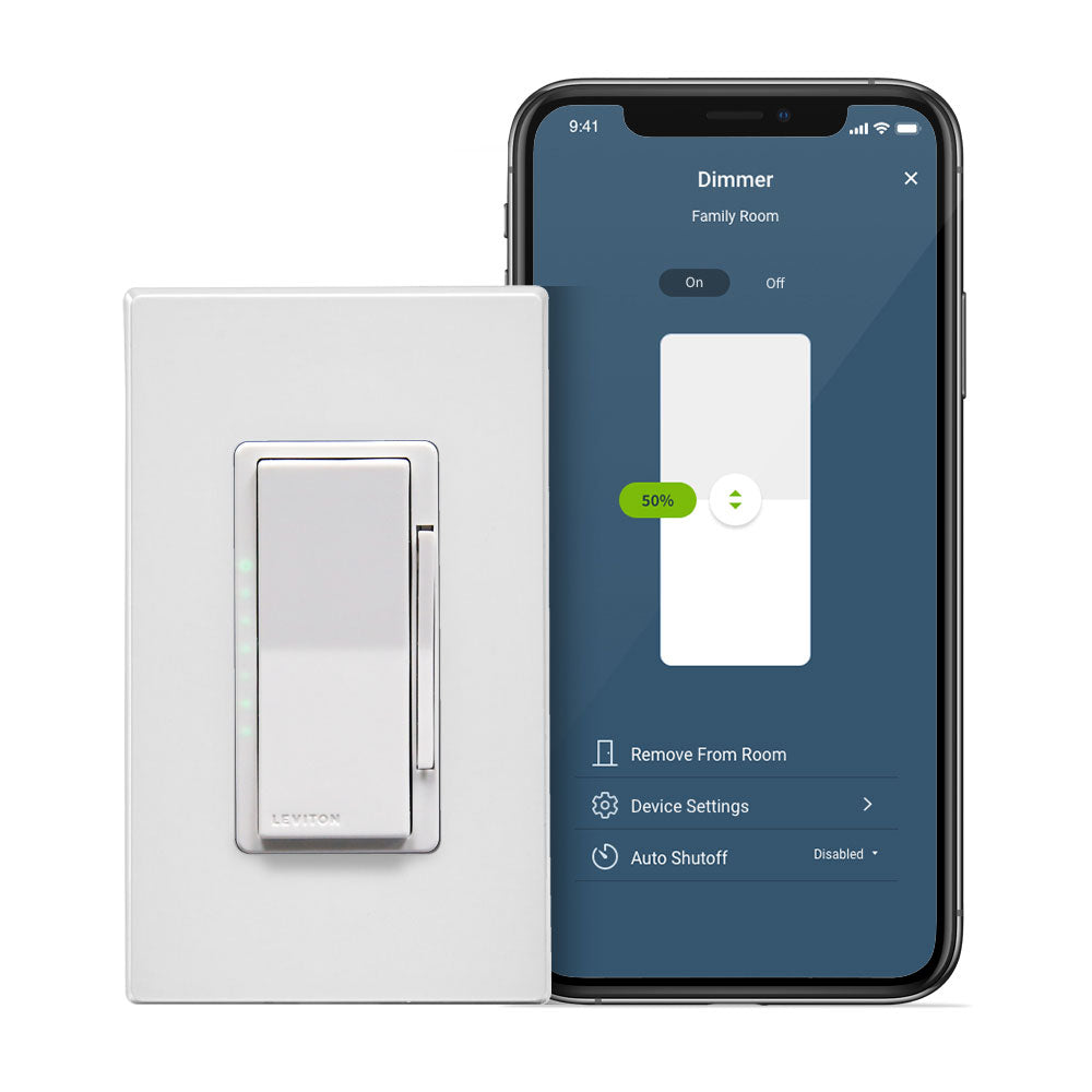 Leviton D36HD-1BW Decora Smart Wi-Fi Dimmer Switch, Neutral Wire Required