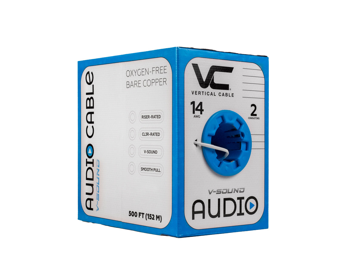 Vertical Cable 14/2 14/4 Black/White 500ft Audio Cable