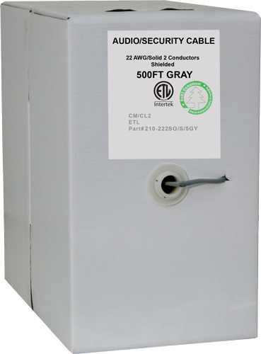 Vertical Cable 210-226ST/5GY Alarm-Security Cable, Unshielded, 22AWG, 6 Conductor Stranded, 500 ft, Pull Box, Gray