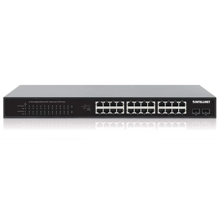Intellinet 561891 24-Port Gigabit Ethernet PoE+ Switch with 2 SFP Ports