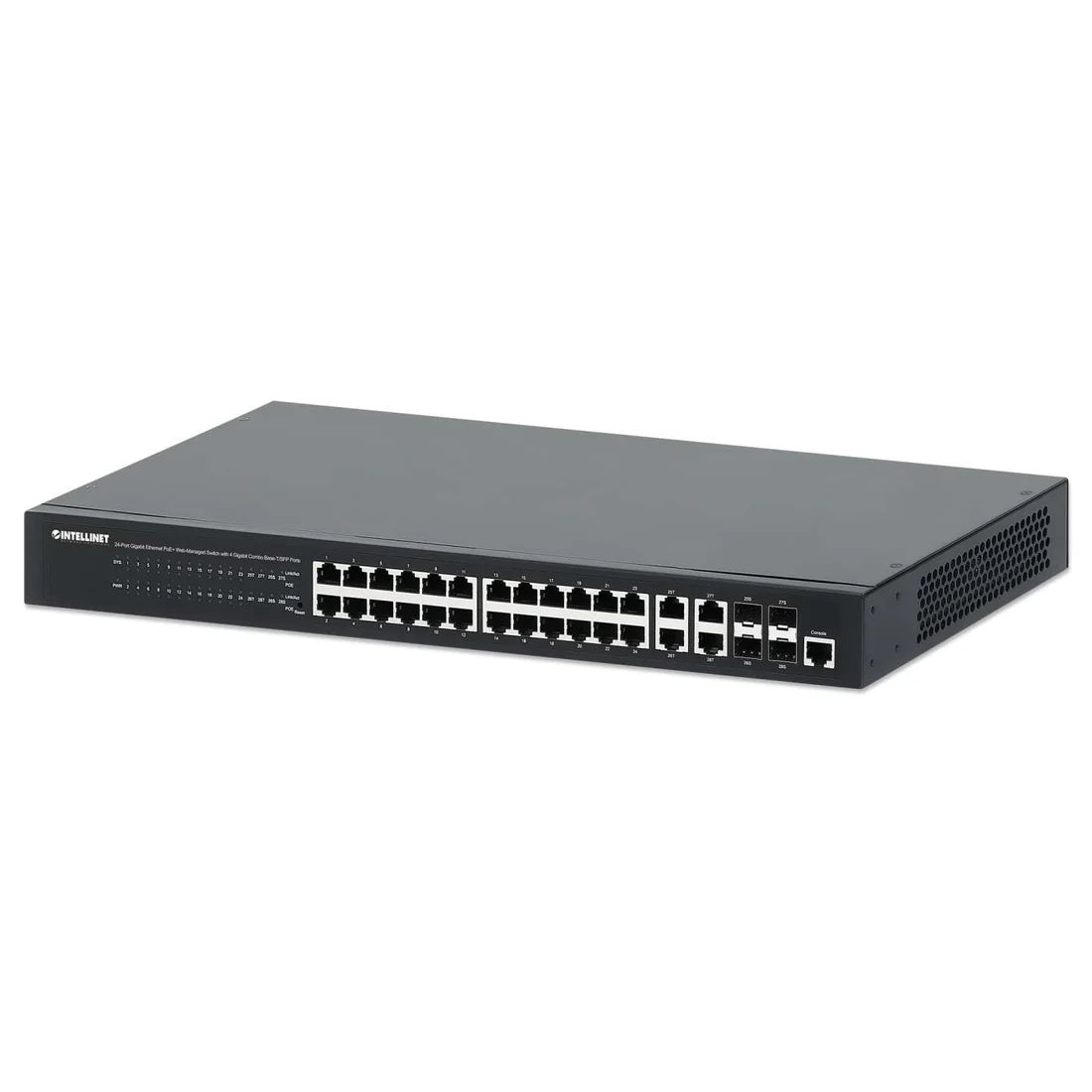 Intellinet 561426 24-Port Gigabit Ethernet PoE+ Web-Managed Switch with 4 Gigabit Combo Base-T/SFP Ports
