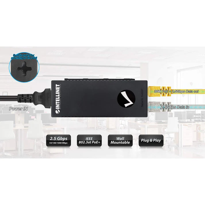 Intellinet 561570 2.5G High-Power PoE+ Injector