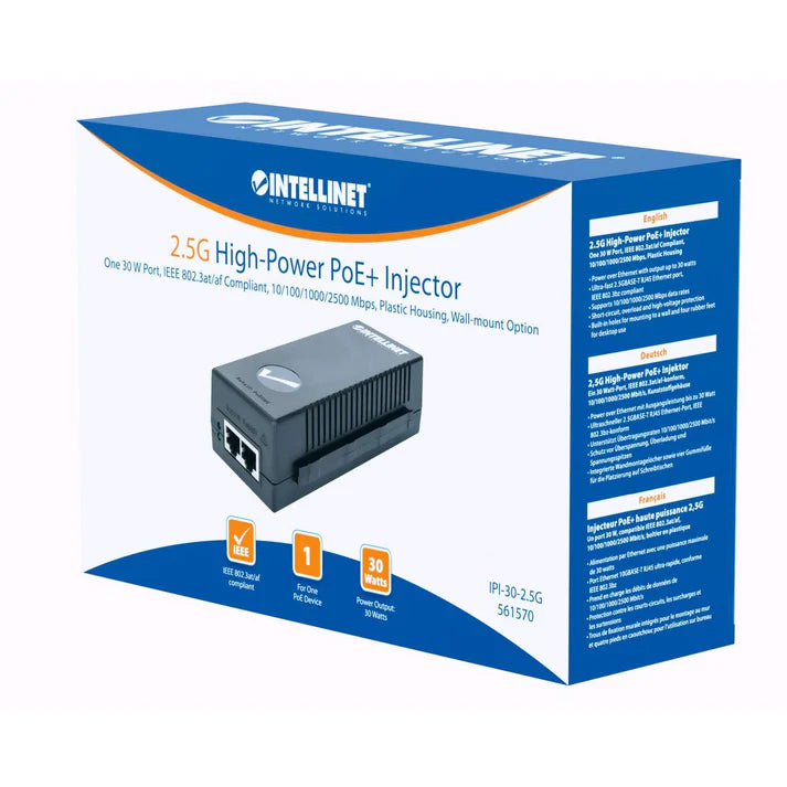 Intellinet 561570 2.5G High-Power PoE+ Injector