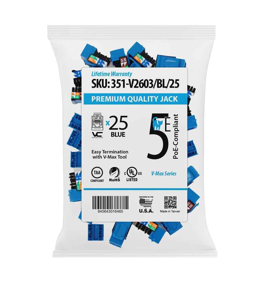 Vertical Cable CAT5e RJ45 Keystone Jack V-Max Series