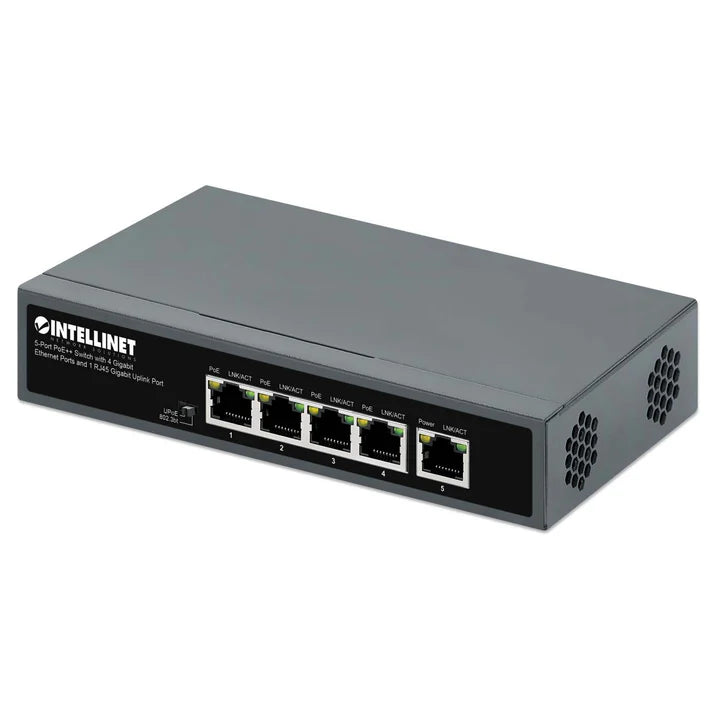 Intellinet 562010 5-Port PoE++ Switch with 4 Gigabit Ethernet Ports and 1 RJ45 Gigabit Uplink Port