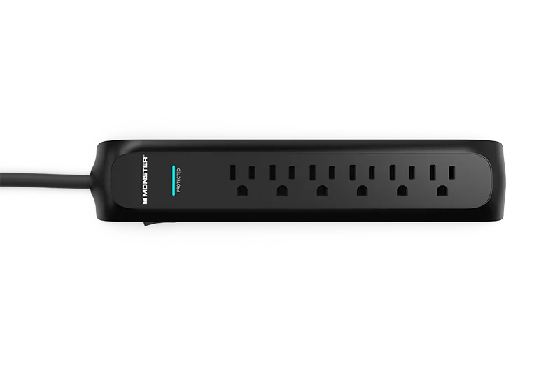 Monster ME-5002 Power strip surge protector, 6 AC, black finish