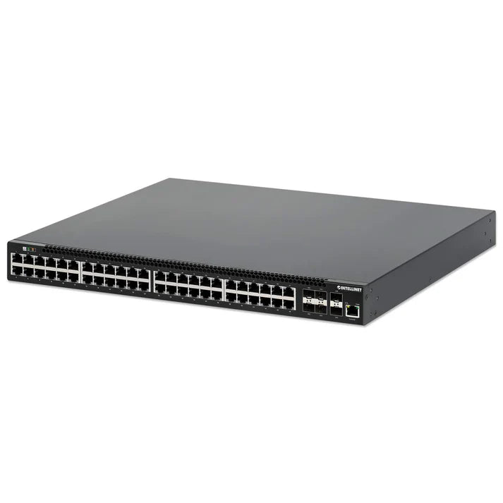 Intellinet 562041 54-Port L3 Fully Managed PoE+ Switch with 48 Gigabit Ethernet Ports and 6 SFP+ Uplinks
