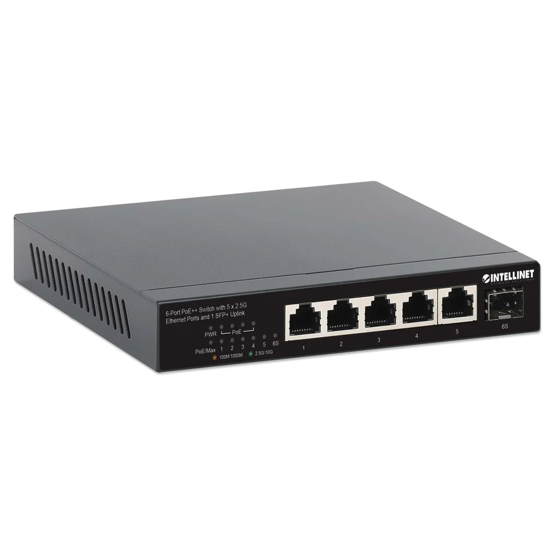 Intellinet 562133 6-Port PoE++ Switch with 5 x 2.5G Ethernet Ports and 1 SFP+ Uplink