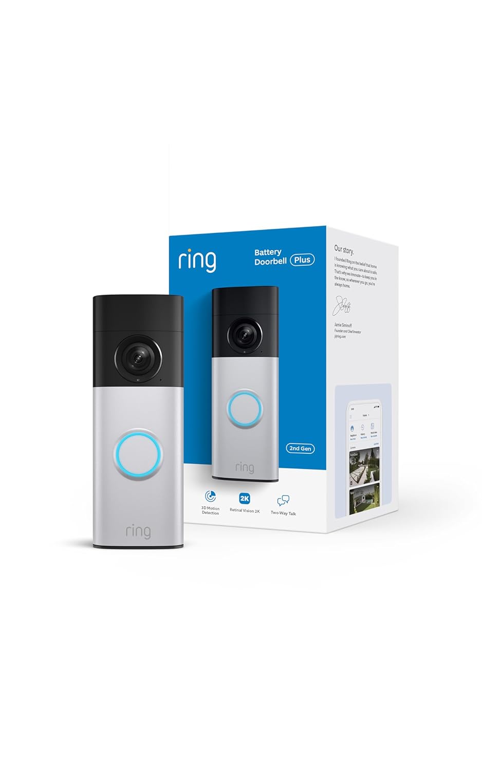 Ring 2K Battery Doorbell Plus (newest model) - Nickle Silver