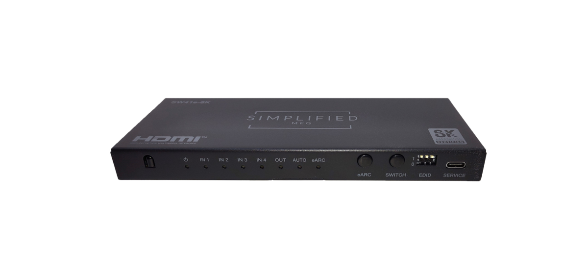 Simplified SW41e-8K 4×1 8K@60 HDMI 2.1 (48gbps) Switch with eARC