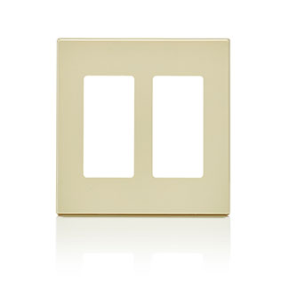 Leviton 80309 2-Gang Decora Plus Screwless Wallplate Polycarbonate