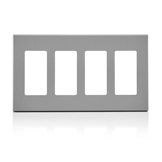 Leviton 80312 4-Gang Decora Plus Screwless Wallplate Polycarbonate