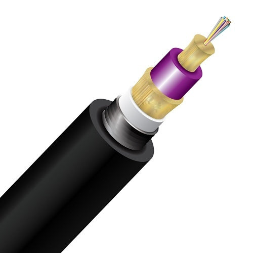 Cleerline TD012M4D9BN-B 12 Strand BendSafe® Armored Direct Burial Distribution TB, PE/OSP/Burial, 50/125, OM4 Per FT