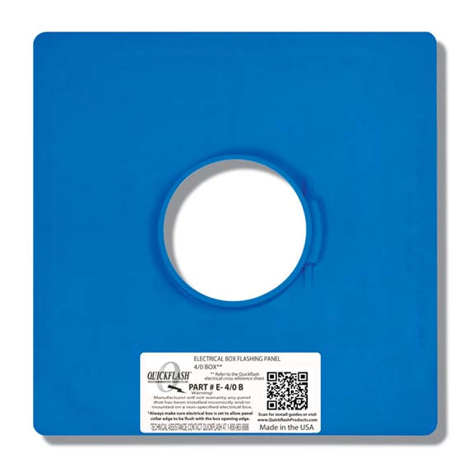 QuickFlash E-4/0 Electrical 4/0 Box Flashing Panel For Plastic Boxes & Specified Metal Boxes