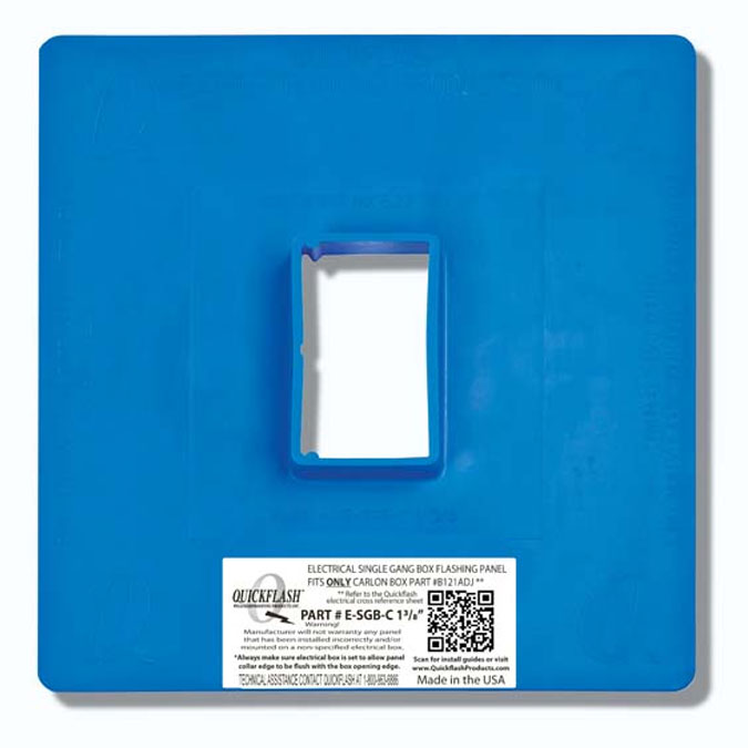 QuickFlash E-SGB-C Electrical Single Gang Flashing Panel For Carlon Boxes Boxes ONLY
