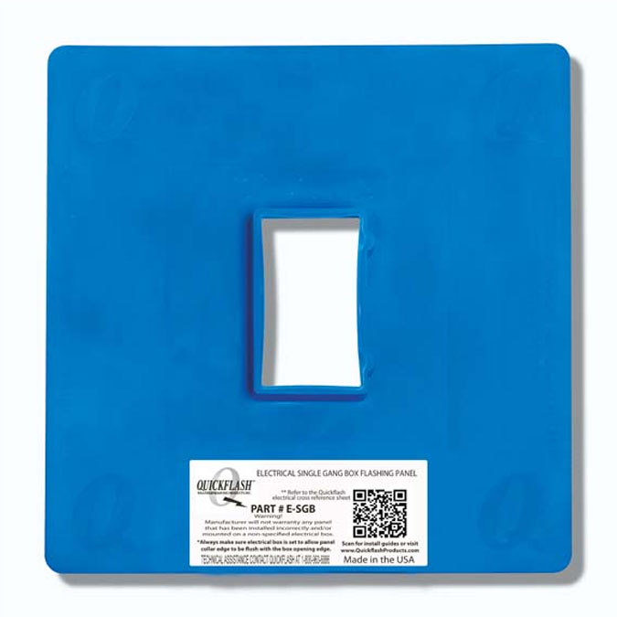 QuickFlash E-SGB Electrical Single Gang Flashing Panel For Plastic Boxes