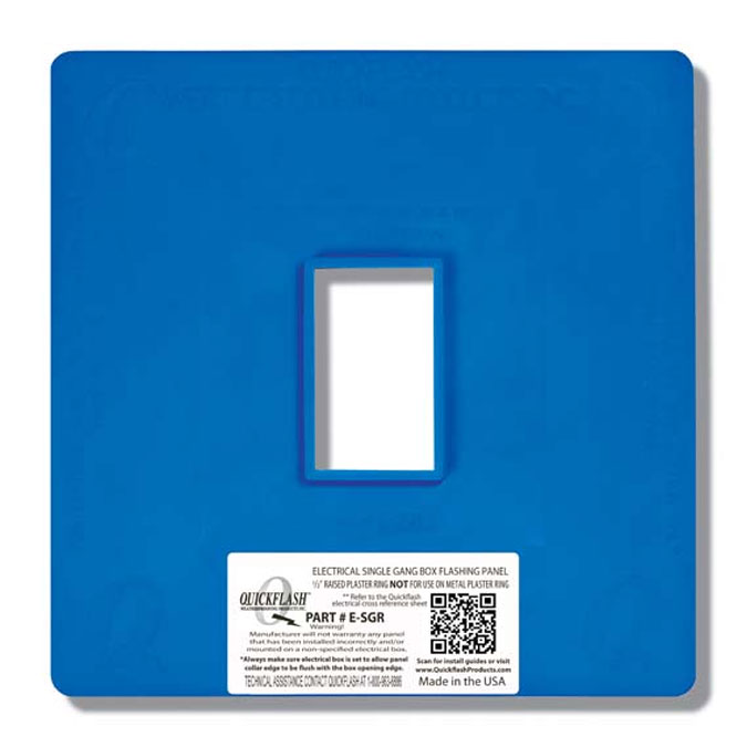 QuickFlash E-SGR Electrical Single Gang 1/2" Raised Plaster Ring Cover Flashing Panel (for "P" or "Mud" Ring App.)