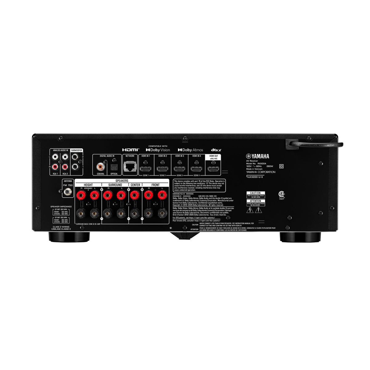 Yamaha RX500ABL 7.2-Channel 8K Home Theater AV Receiver, Black