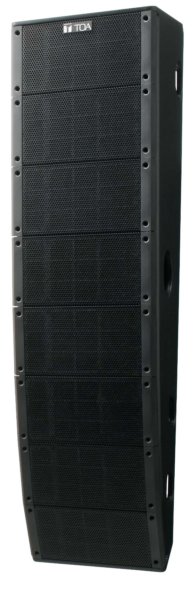 TOA SR-T5 impact-resistant line array speaker, 750 W, 8 ohm, black plywood enclosure with steel grille