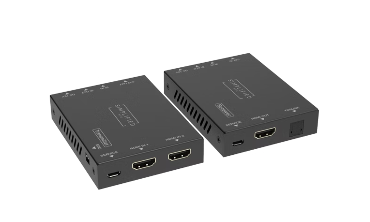 Simplified EXMICRO2iSW 50m 4K HDMI 2.0b (18Gbps) Extender on Cat6A/6* Cable with Integrated Switch