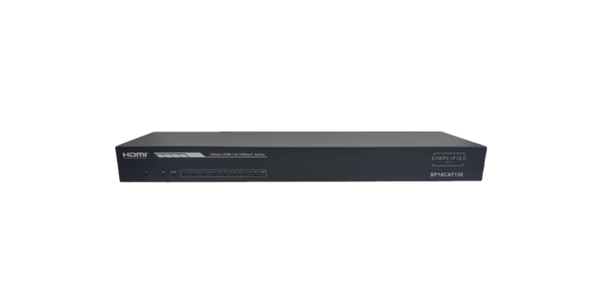 Simplified SP18CAT120T 120m HDMI 2.0b (18gbps) 1x8 HDMI Splitter over Cat6A/6* Cable