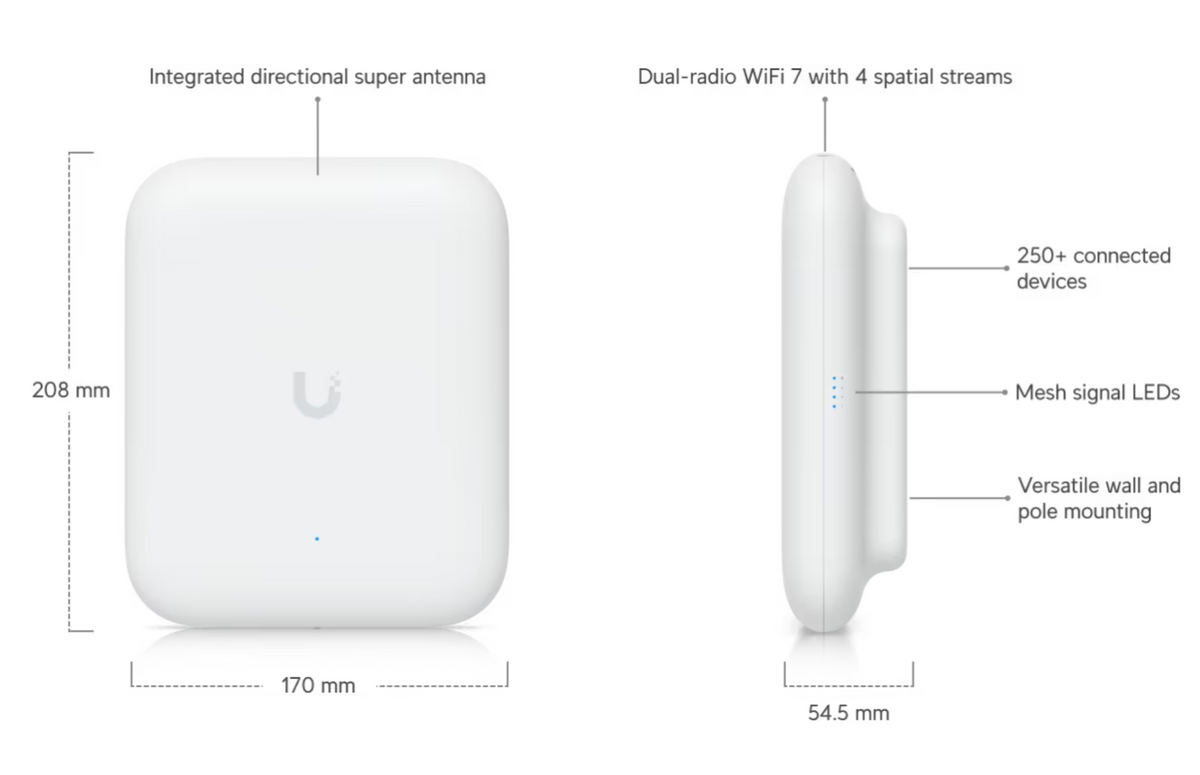 Ubiquiti U7-Outdoor-US All-weather WiFi 7 AP with 4 spatial streams