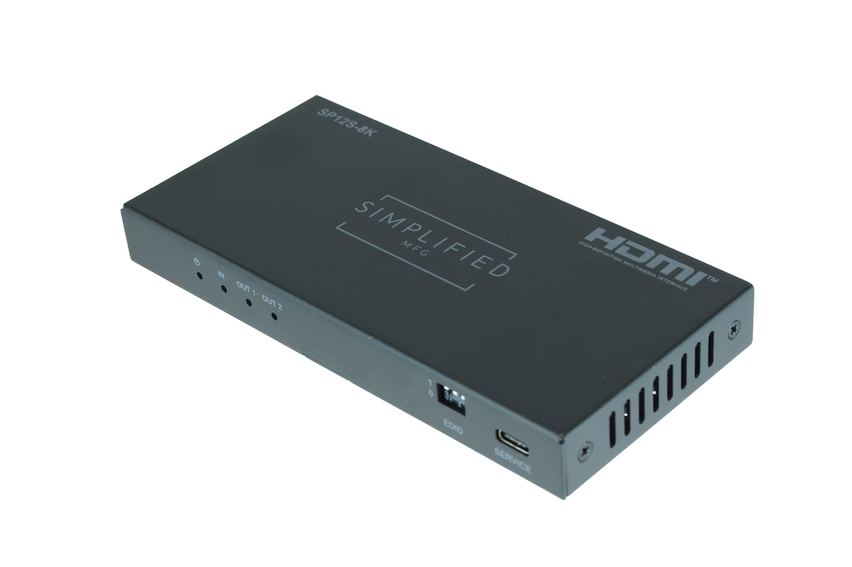 Simplified SP12S-8K HDMI2.1 48Gbps Auto-Scaling 1 to 2 HDMI Splitter with HDR to SDR Conversion