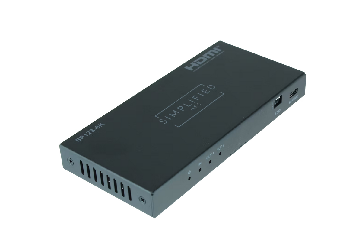 Simplified SP12S-8K HDMI2.1 48Gbps Auto-Scaling 1 to 2 HDMI Splitter with HDR to SDR Conversion