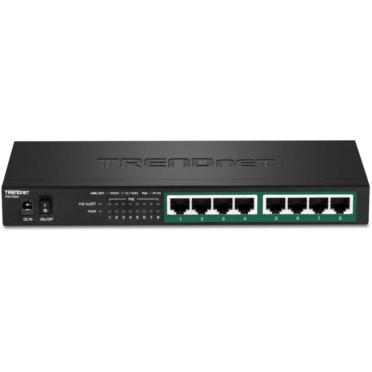 TRENDnet TPE-TG83 8-Port Gigabit PoE+ Switch, 65W PoE Budget