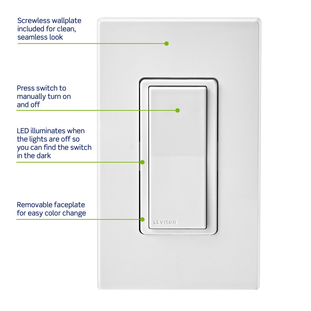 Leviton D315S-1BW Decora Smart Wi-Fi Switch, Neutral Wire Required