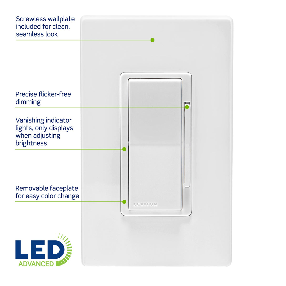 Leviton D36HD-1BW Decora Smart Wi-Fi Dimmer Switch, Neutral Wire Required