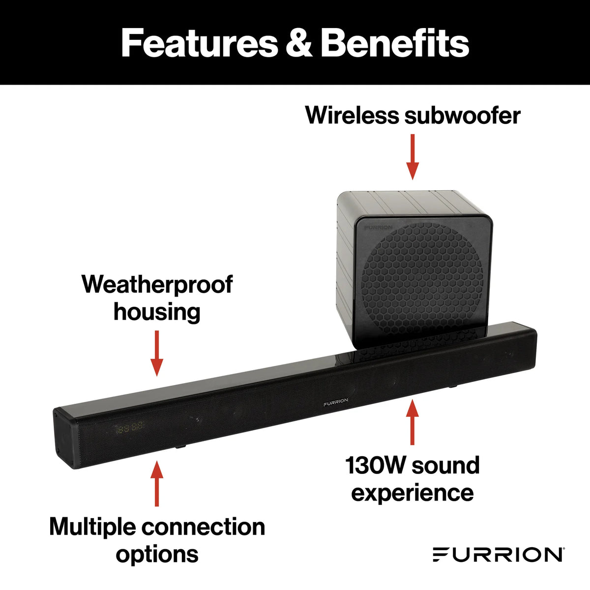 Furrion 130W 2.1 Outdoor Soundbar w/Wireless Sub