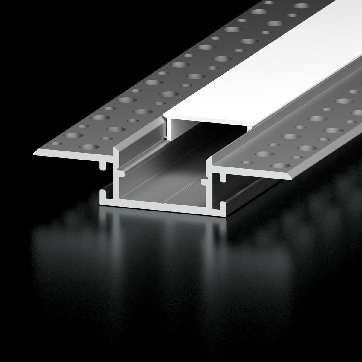 Diode Channel Bundle, 1 in. MUD-IN, 96 in., Opal Lens, 2 open end caps with 7mm hole, 2 closed end caps, 2 end-to-end connectors