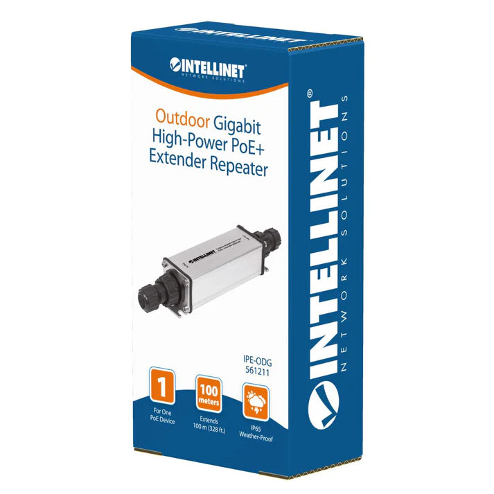Intellinet 561211 Outdoor Gigabit High-Power PoE+ Extender Repeater