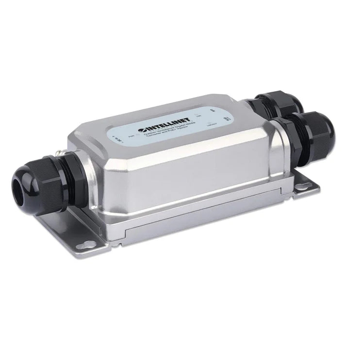 Intellinet 509213 Outdoor Vandalproof Gigabit Media Converter and PoE+ Injector 30W