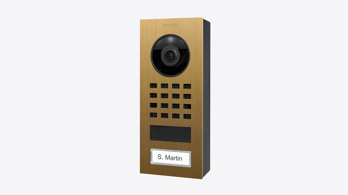 Doorbird D1101V Surface-mount IP Video Intercom Gold-finish as PVD coating, stainless steel, brushed