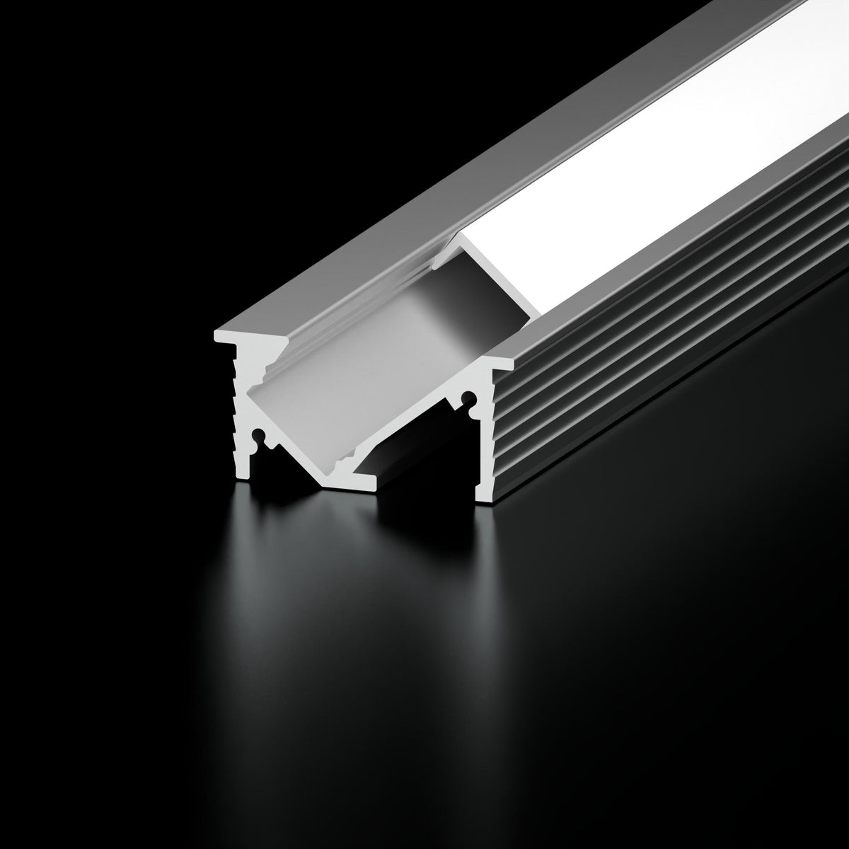 Diode Channel Bundle, RECESSED 45-DEGREE, 96 in., Aluminum, Frosted Cover, 2 open end caps, 2 closed end caps