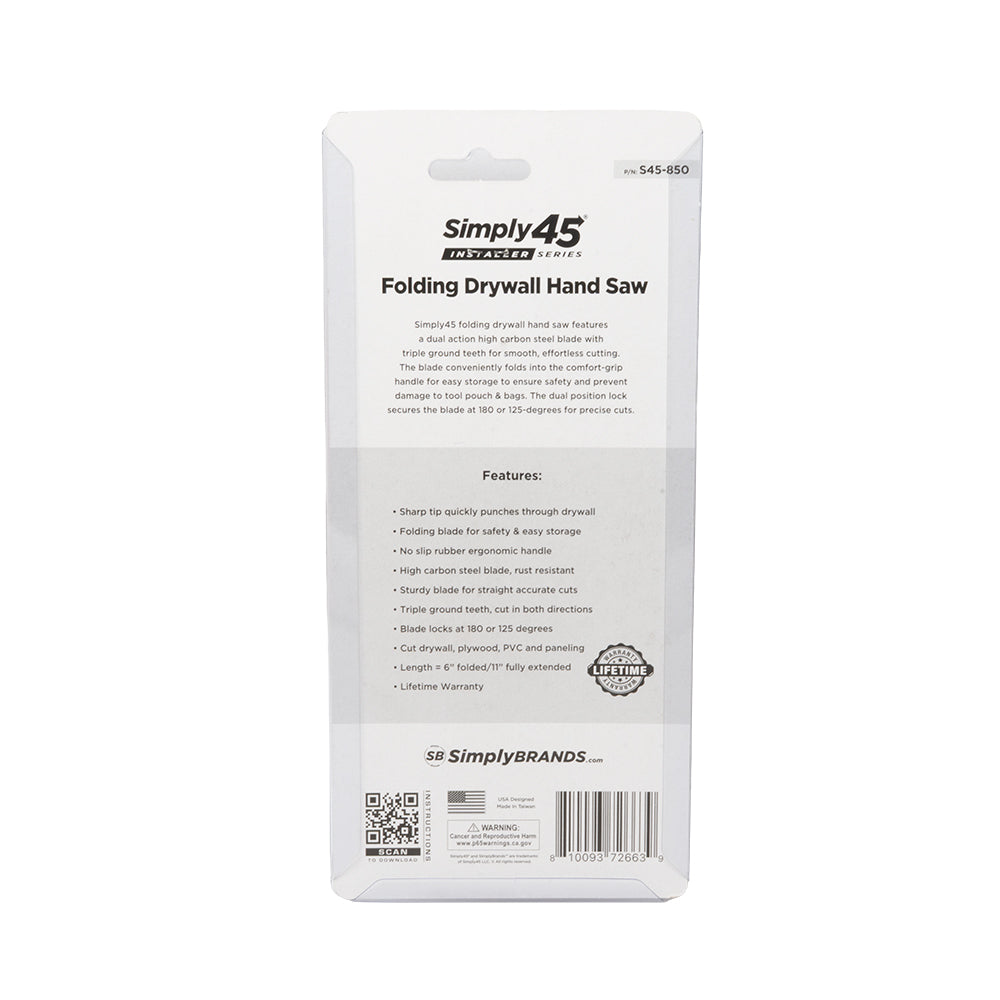 Simply45 S45-850 Drywall Saw with Folding Blade – 1Ea/Blister