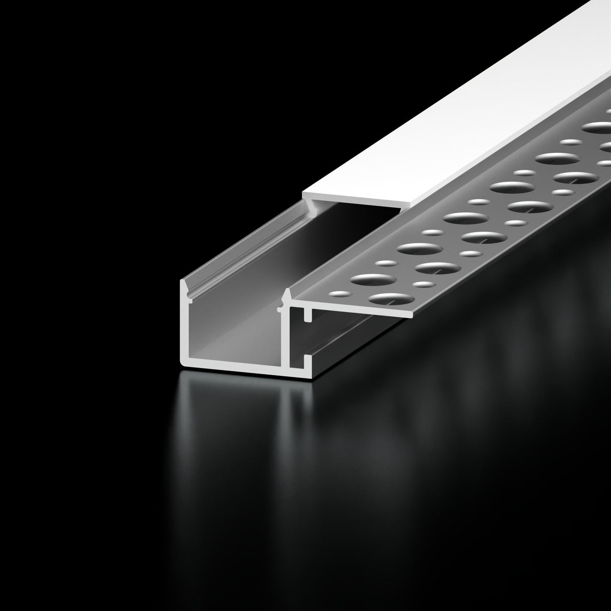 Diode Channel Bundle, SINGLE FLANGE MUD-IN, 96 in., Aluminum, Frosted Cover, 2 open end caps, 2 closed end caps