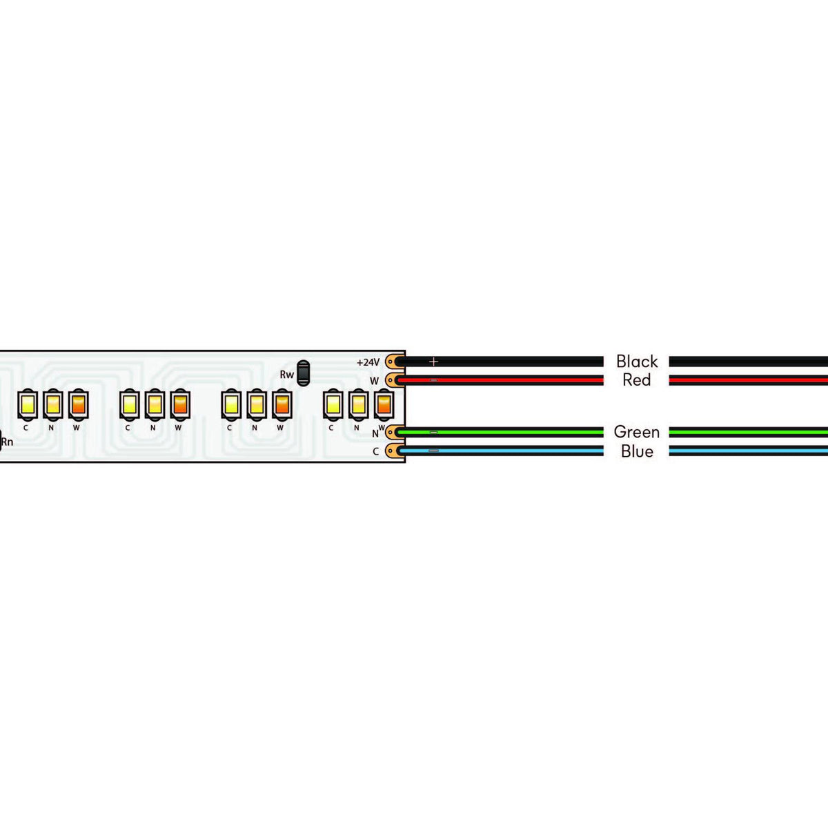 Diode VALENT X Tunable White LED Tape Light, 24V, 1800K-3500K-6500K