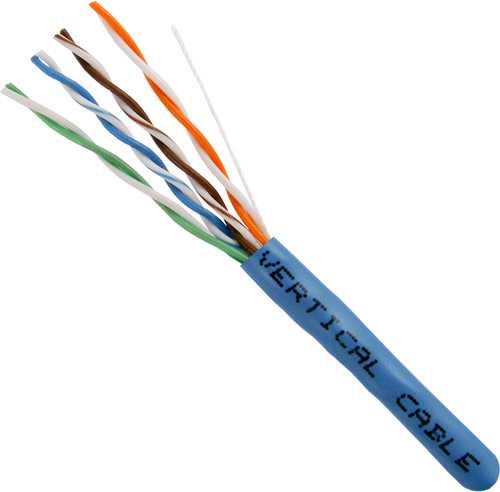 Vertical Cat5E, 24 AWG, UTP, 8C Solid Bare Copper, 350MHz, Riser Rated, PVC Jacket, 1000ft Pull Box
