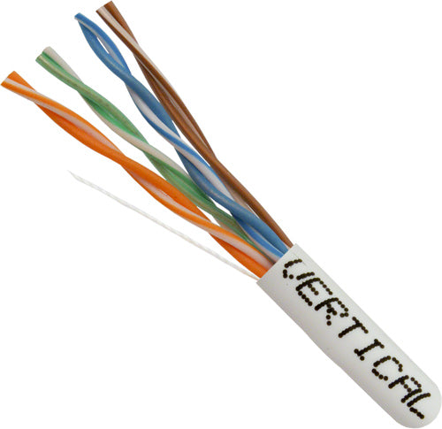 Vertical Cat5E, 24 AWG, UTP, 8C Solid Bare Copper, 350MHz, Riser Rated, PVC Jacket, 1000ft Pull Box