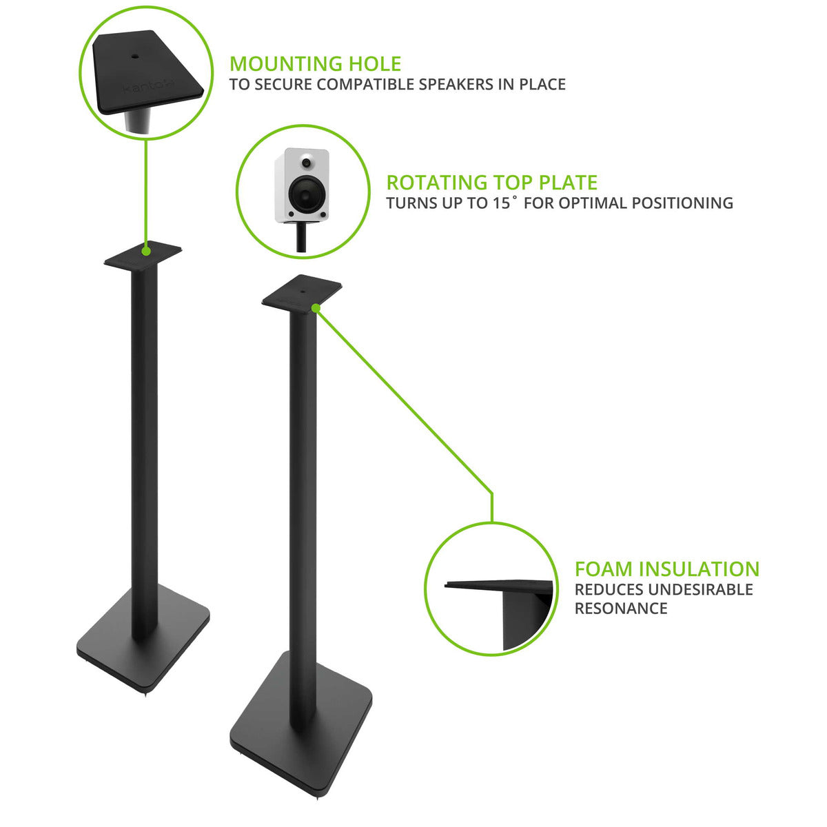 Kanto SP32PL Pair - 32" Universal Bookshelf Speaker Stands - Black
