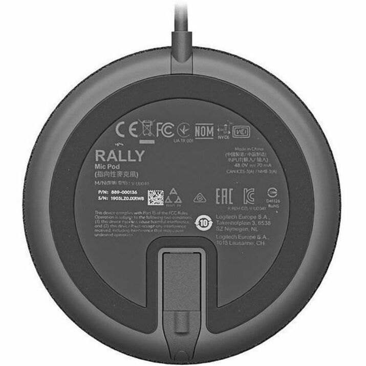 Logitech 989-000430 Rally Mic Pod for Rally, Rally Bar, and Rally Bar Mini, Graphite