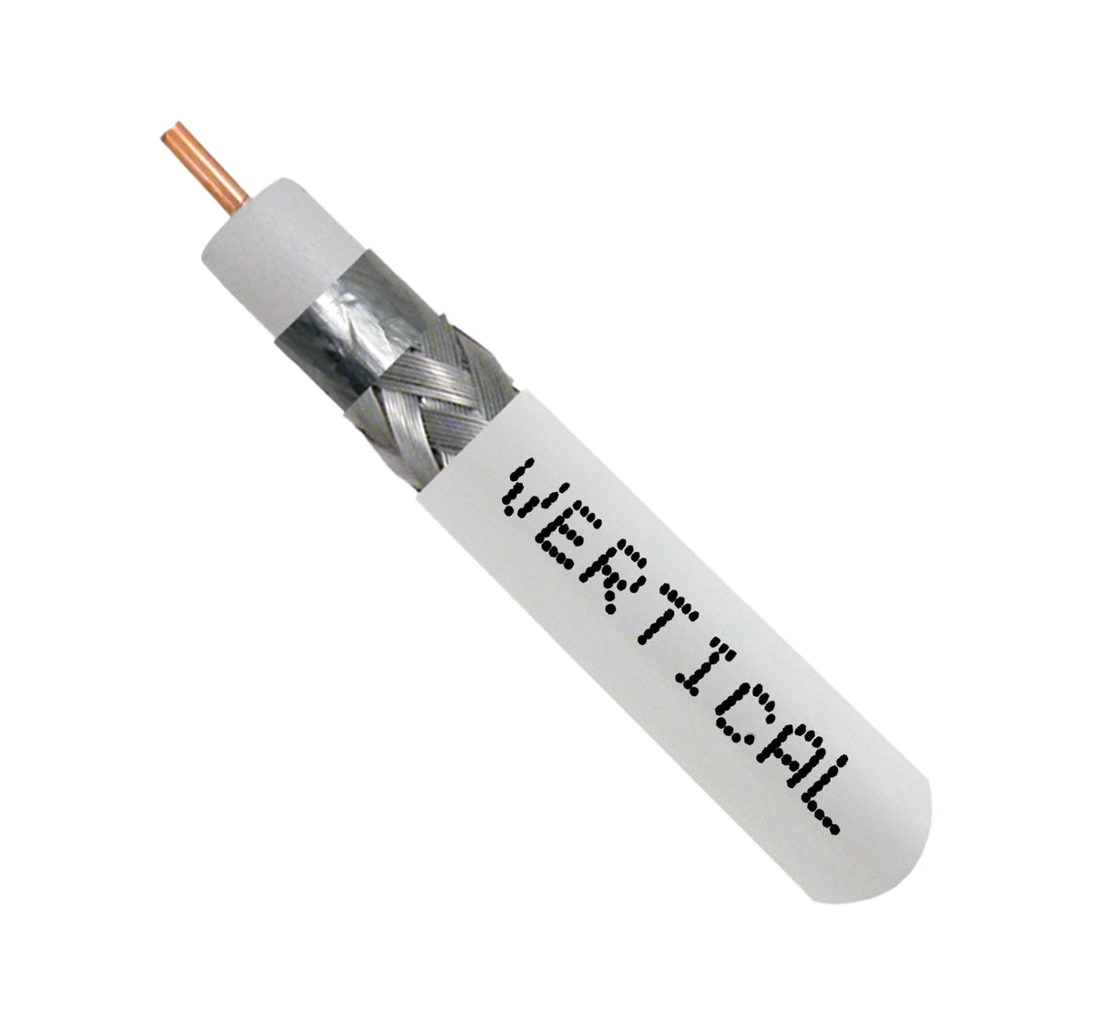 Vertical 107-1236WH6S500 RG6 Standard Shield, 18 AWG Solid CCS Conductor, Aluminum Foil with 60% Braid, White 500ft Box