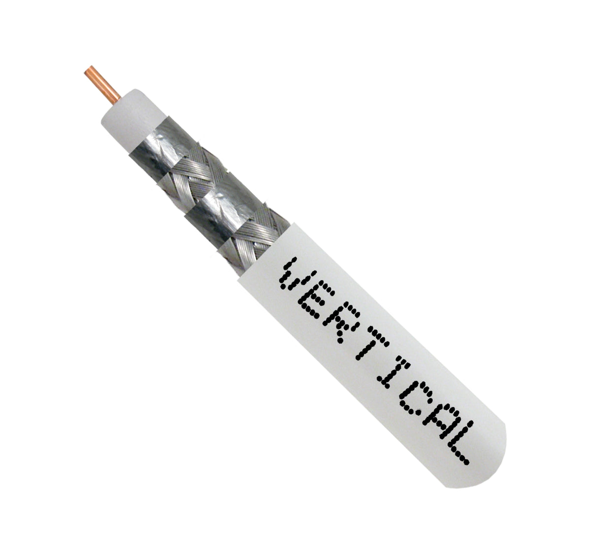 Vertical Cable RG6 Quad Shield Coaxial Cable 18 AWG Solid CCS Conductor Plenum 1000ft, White