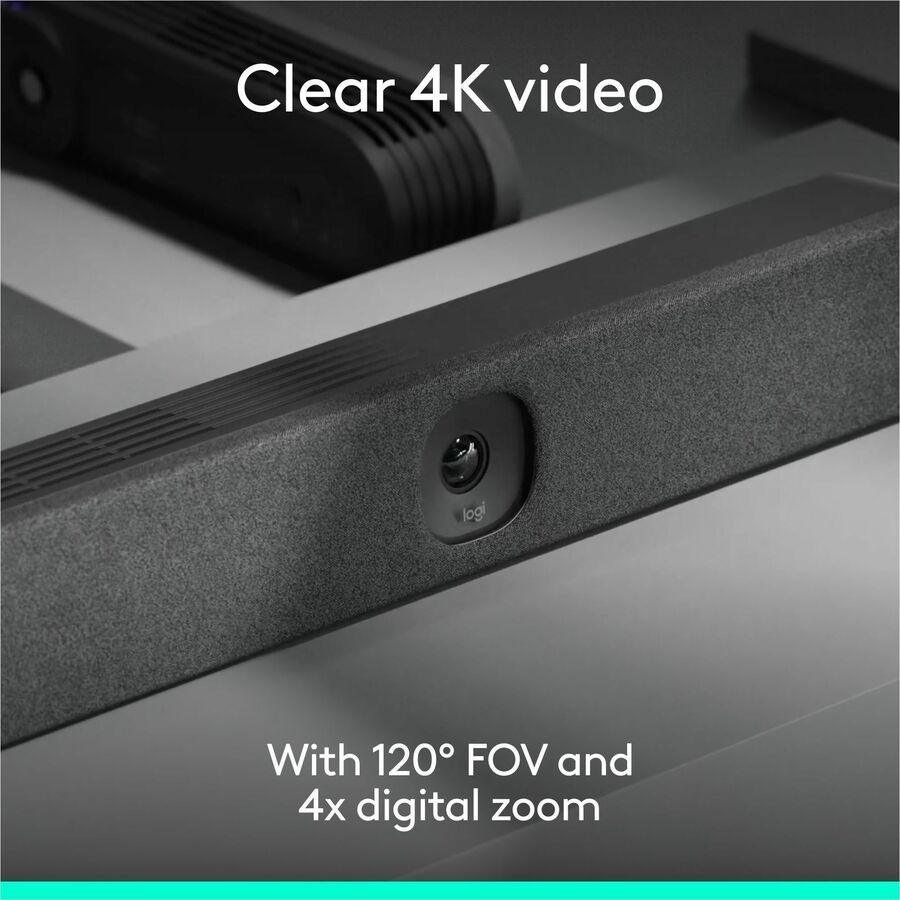 Logitech 960-001485 Rally Bar Huddle Video Conferencing Bar for Huddle Spaces and Small Rooms, All-in-one 4K Camera, AI-Powered Audio, USB Plug-and-Play, Works with Zoom, Microsoft Teams, Google Meet